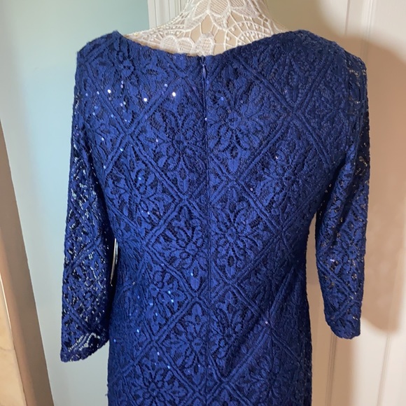 Nwt Eliza J Navy Sequin cocktail lace sequin Navy dress - Picture 8 of 11
